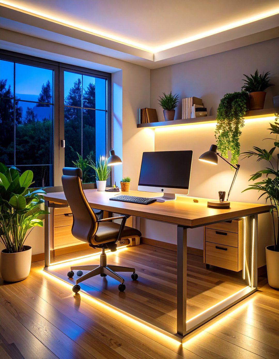 Home Office Desk Perimeter Lighting - 24 Aesthetic Room Ideas With Led Lights
