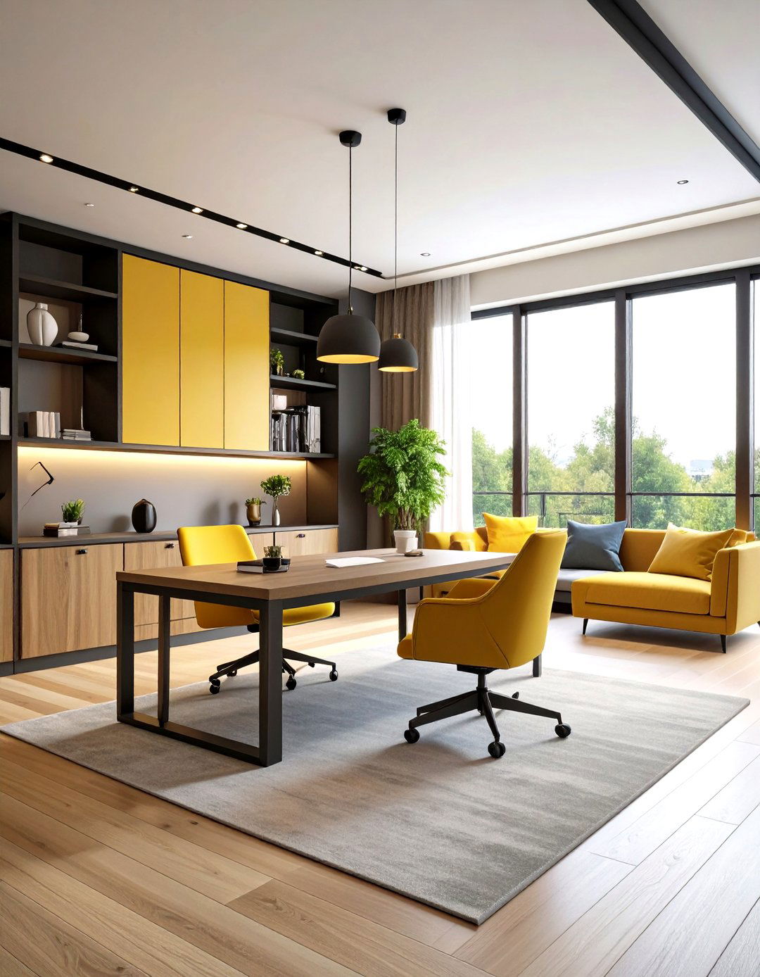 Home Office Integration Living Room Design - 24 living room grey walls black trim