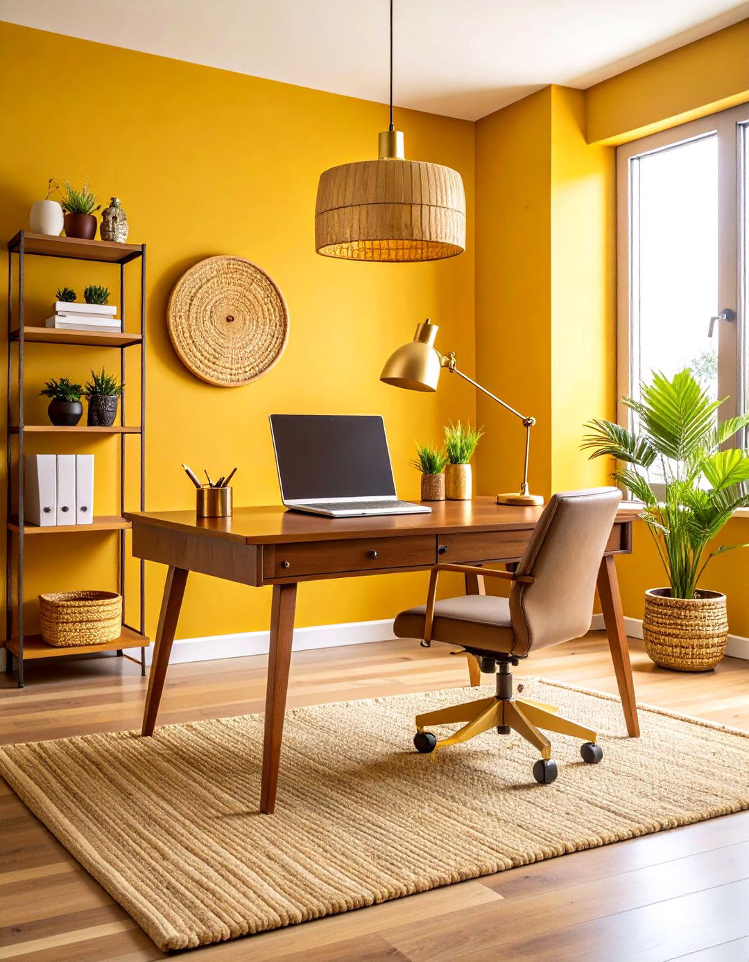 Home Office Mustard and Brown Productivity - 24 Warm Color Palettes for Every Room in the House