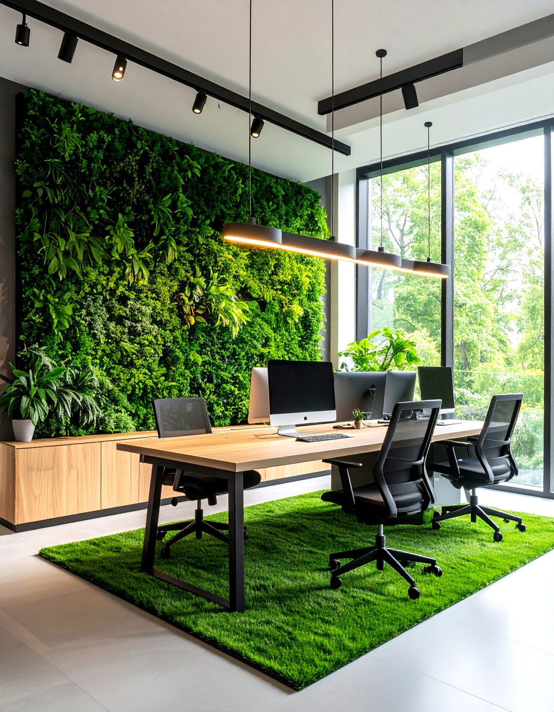 Home Office Productivity Zones - 24 Artificial Grass Wall Design Ideas
