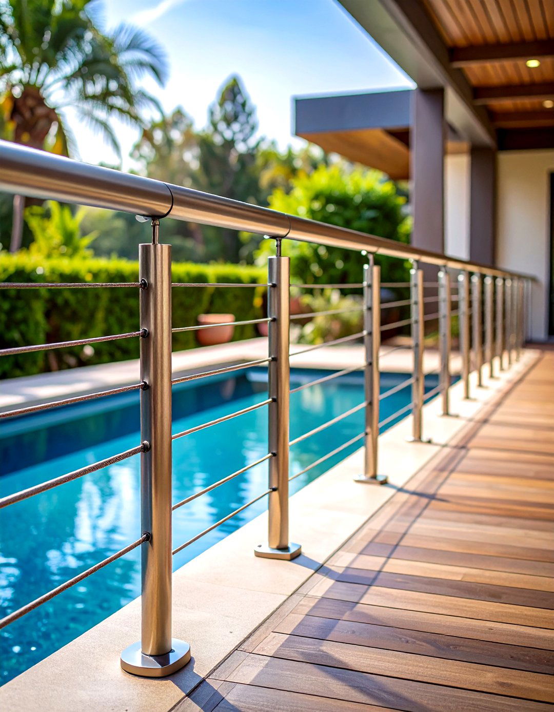 Horizontal Cable Pool Deck Railings - 24 Pool Deck Railing Ideas