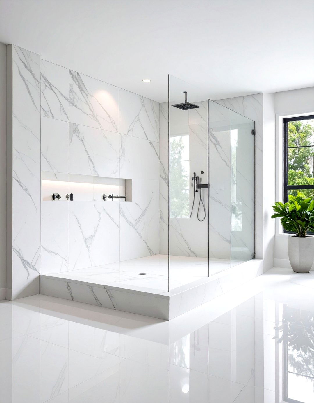 Horizontal Marble Slab Shower Niche - 24 Shower Niche Ideas