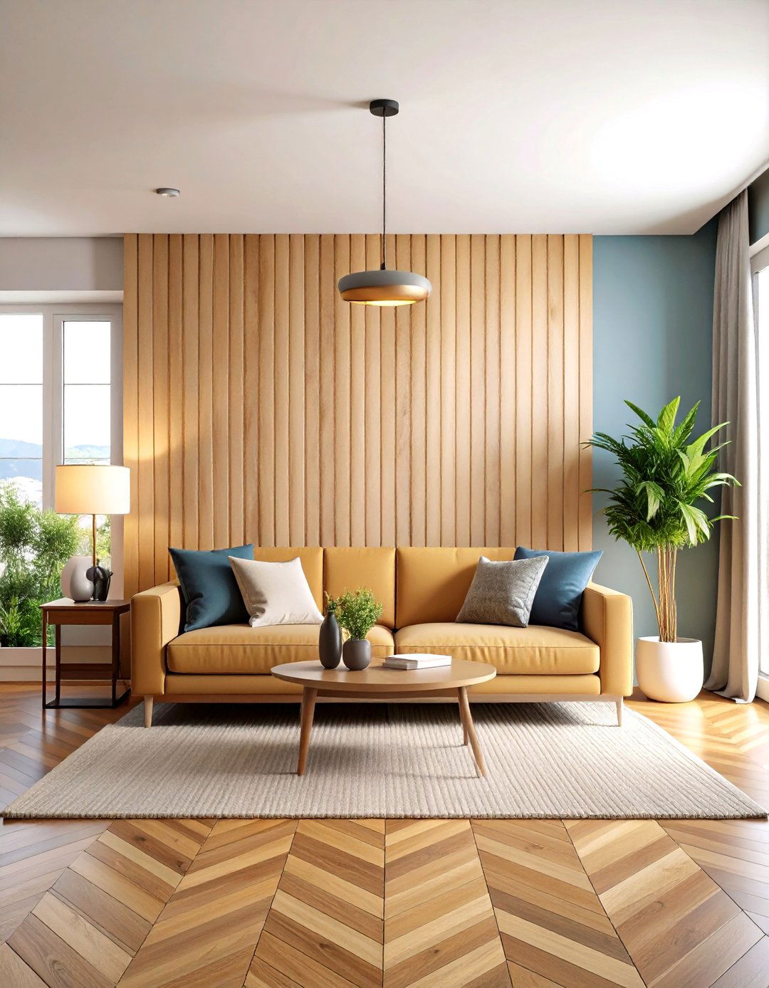 Horizontal Modern Living Room Installation - 24 Beadboard Wall Ideas