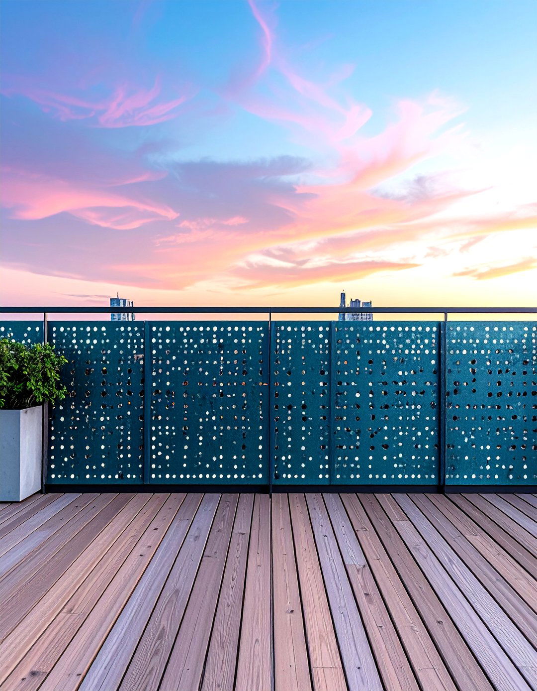 Horizontal Perforated Metal Panel Design - 24 Horizontal Deck Railing Ideas