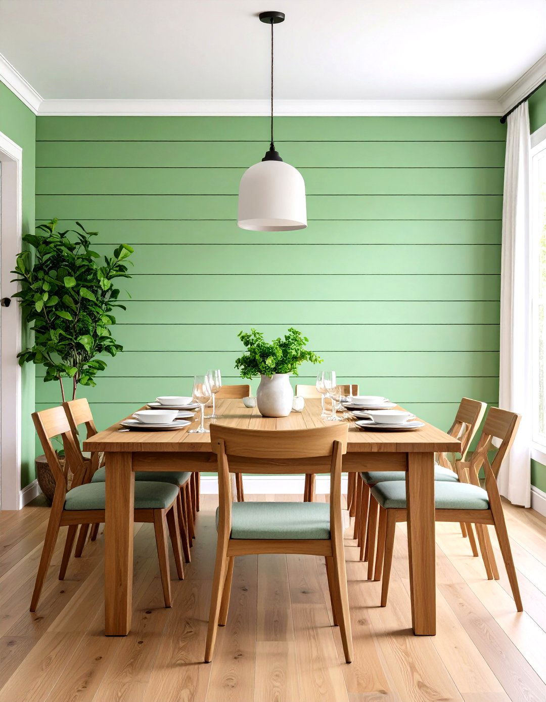 Horizontal Shiplap Feature Wall - 24 Dining Room Wall Paneling Ideas