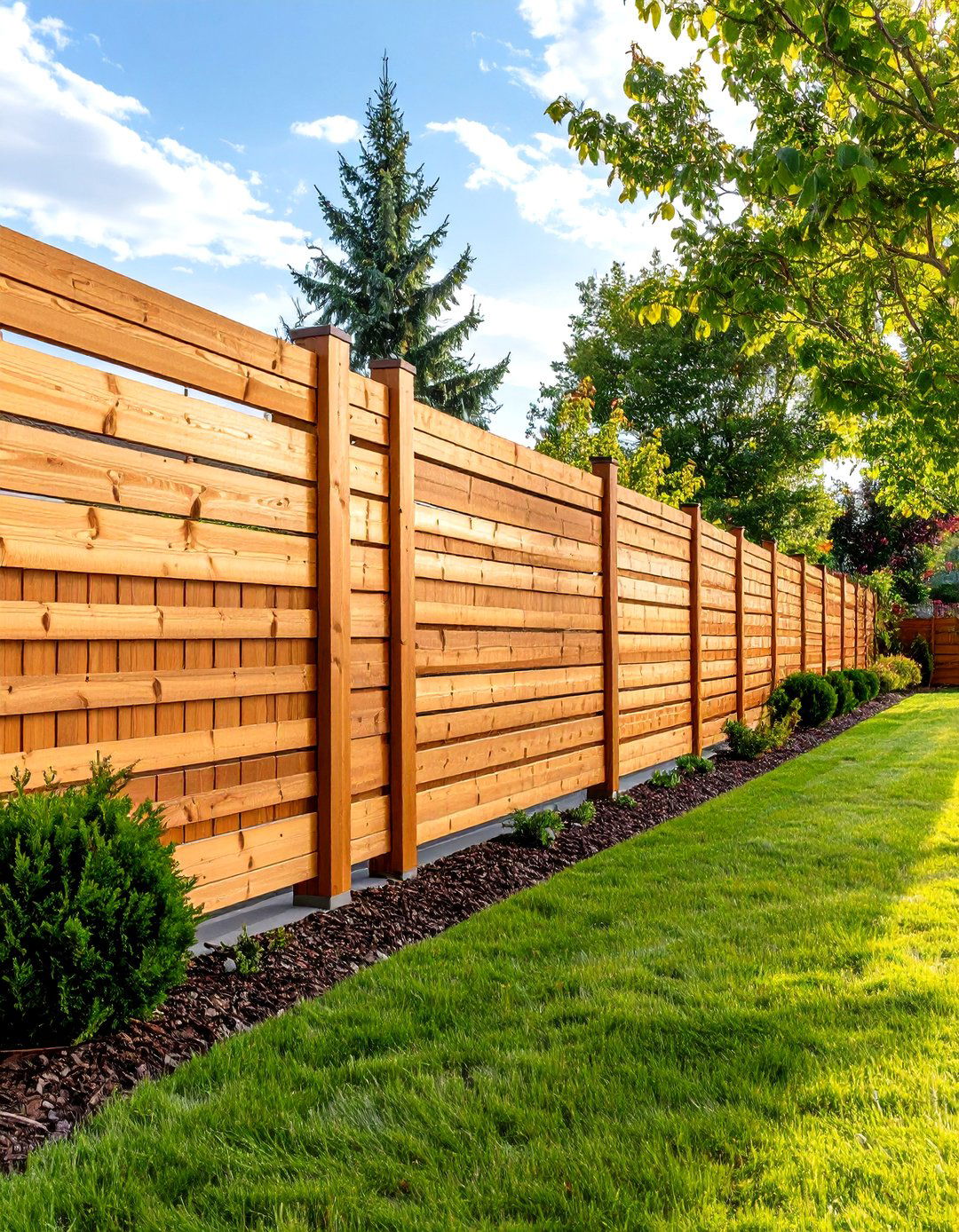 Horizontal Slat Cedar Fence - 24 Wood Fence Ideas