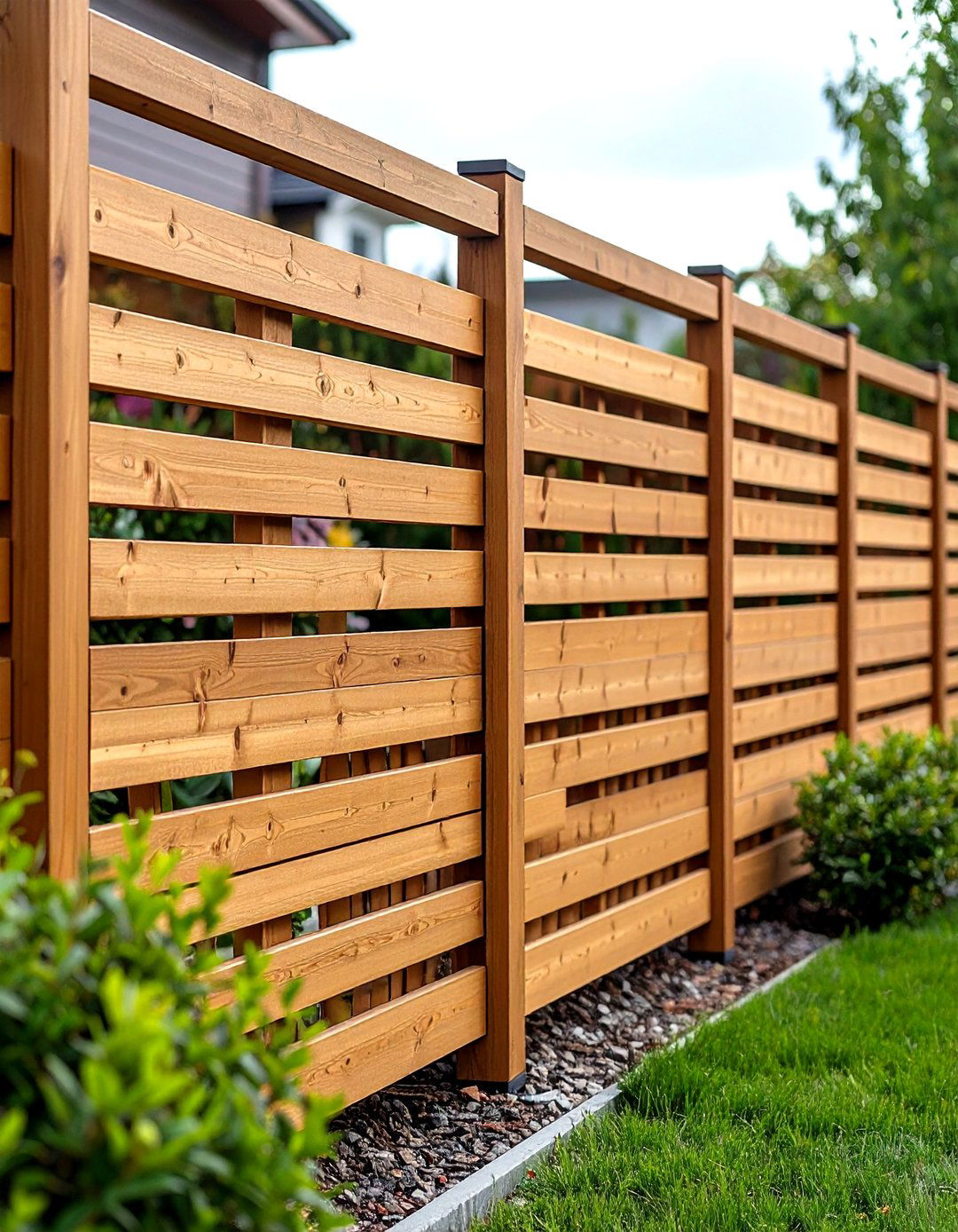 Horizontal Slat Privacy Wall Design - 24 Horizontal Deck Railing Ideas