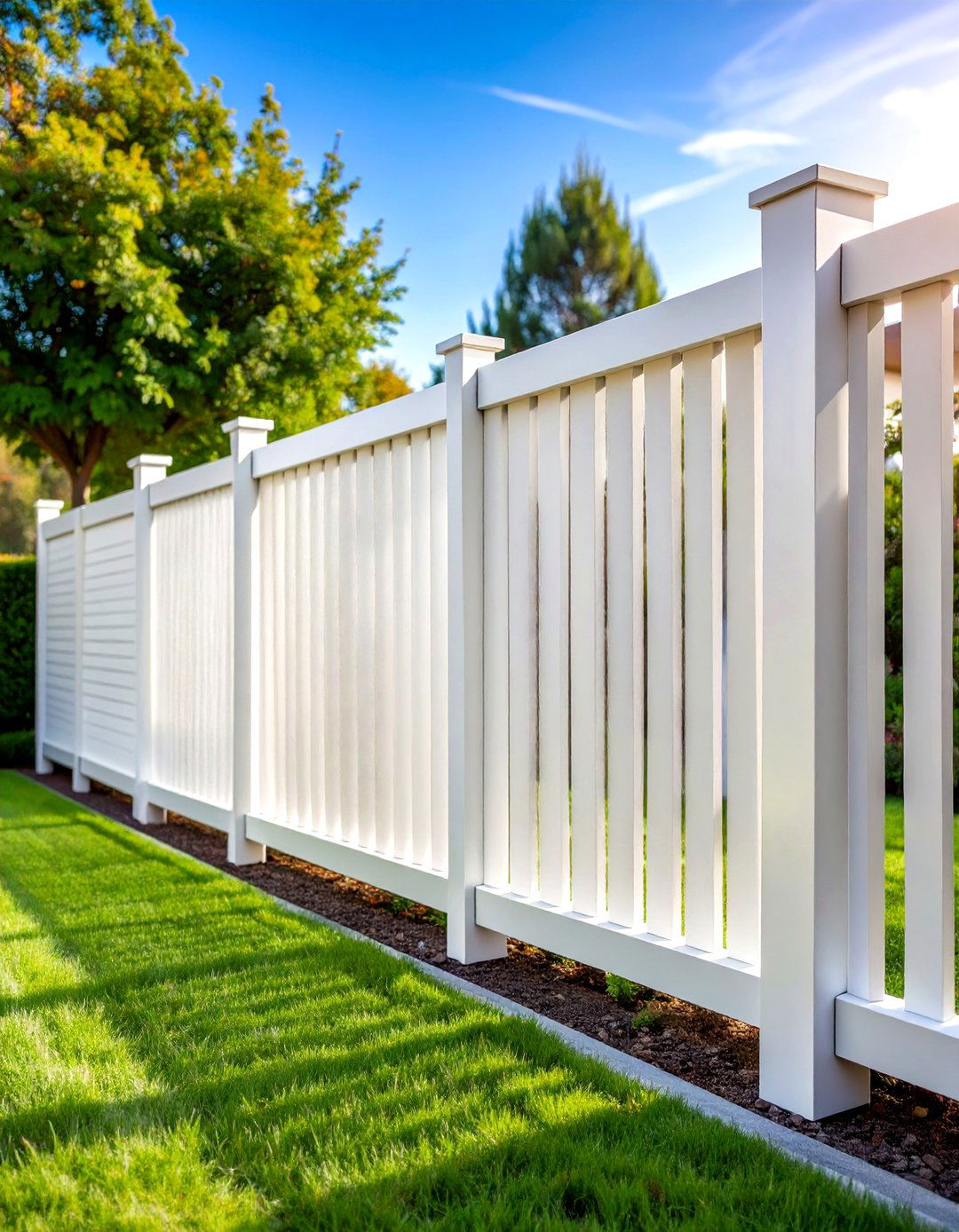 Horizontal White Slat Privacy Fence - 24 White Privacy Fence Ideas