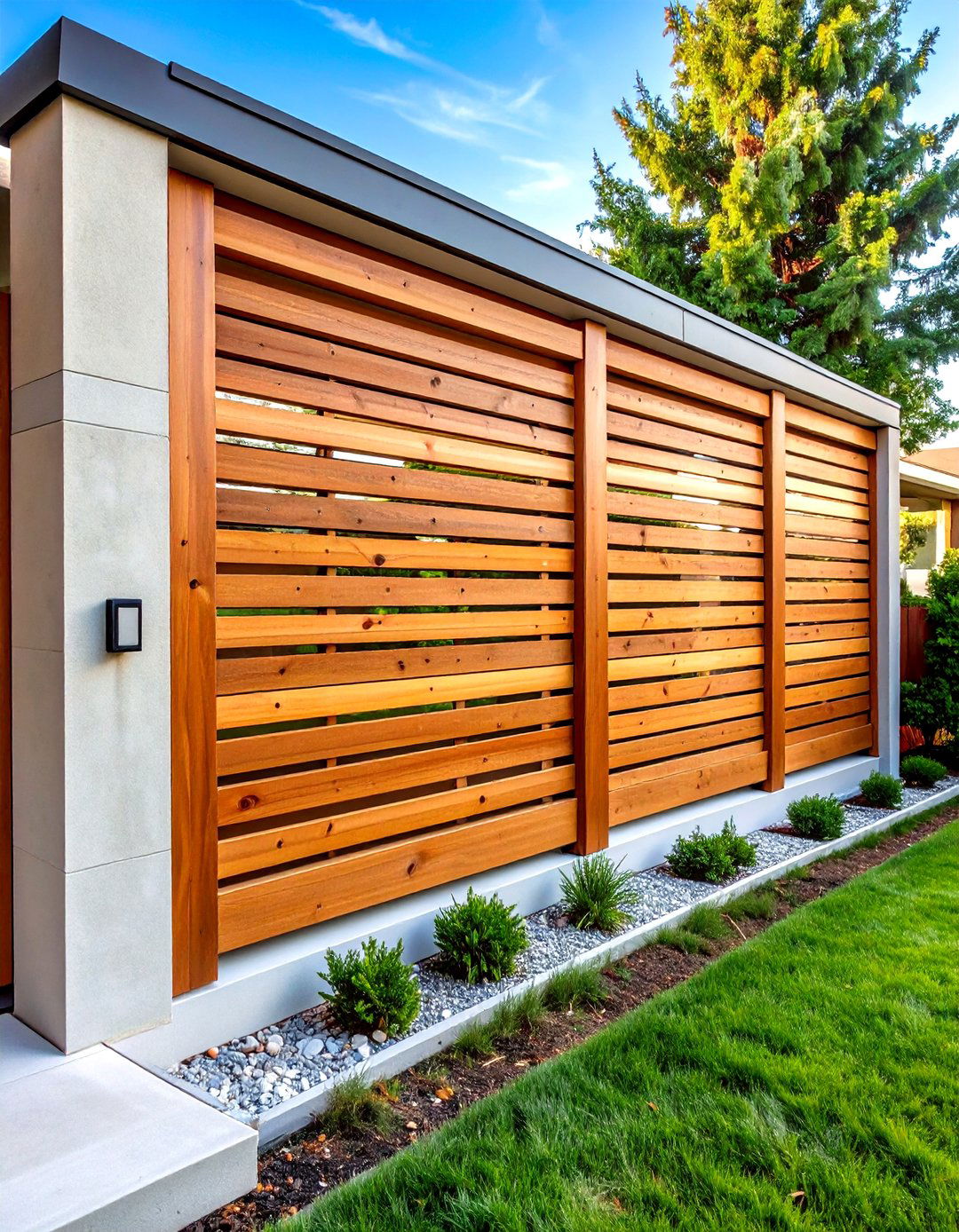 Horizontal Wood Privacy Screens - 24 Mid-century Modern Landscaping Ideas