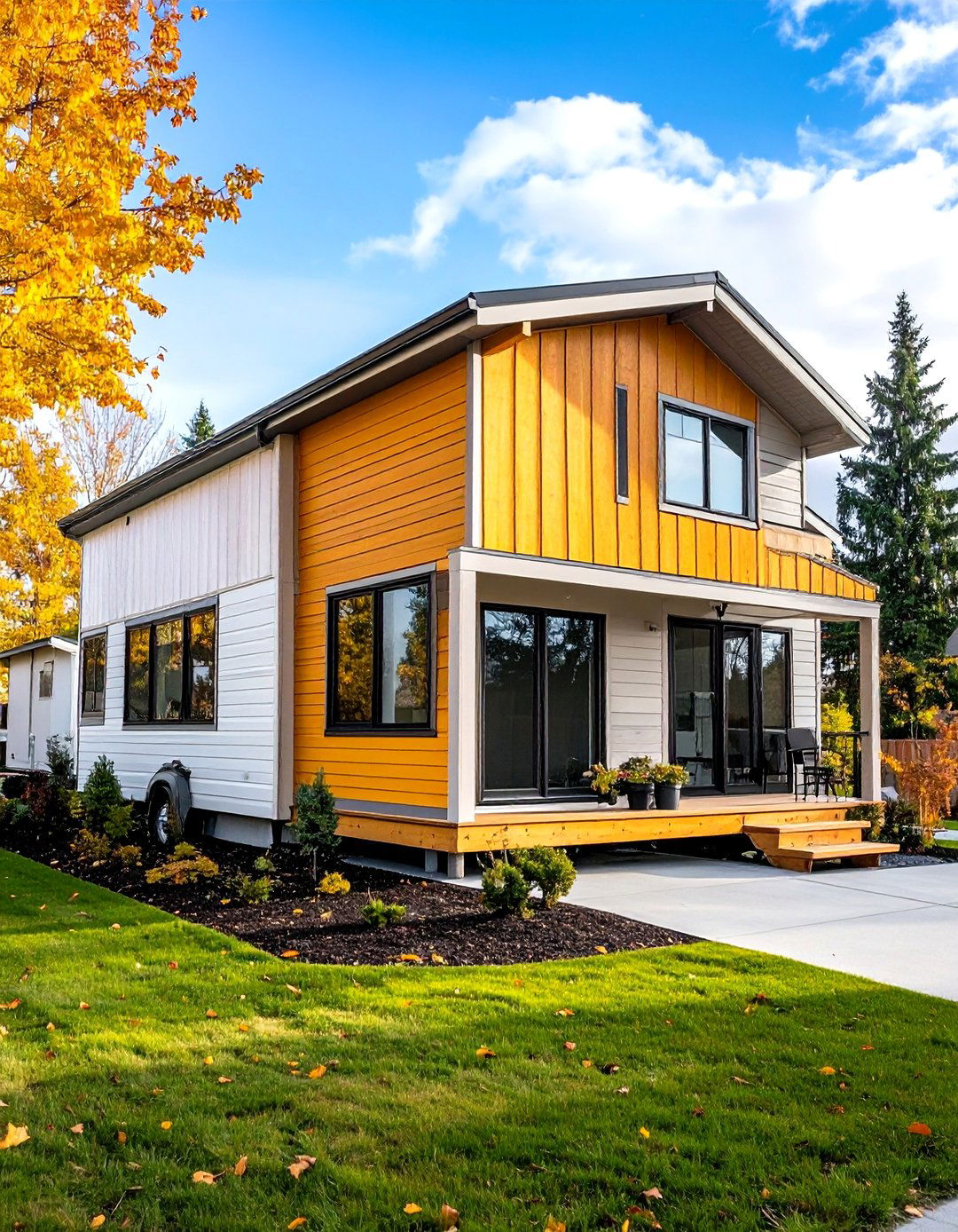 Horizontal and Vertical Mixed Orientation - 24 Mobile Home Siding Design Ideas