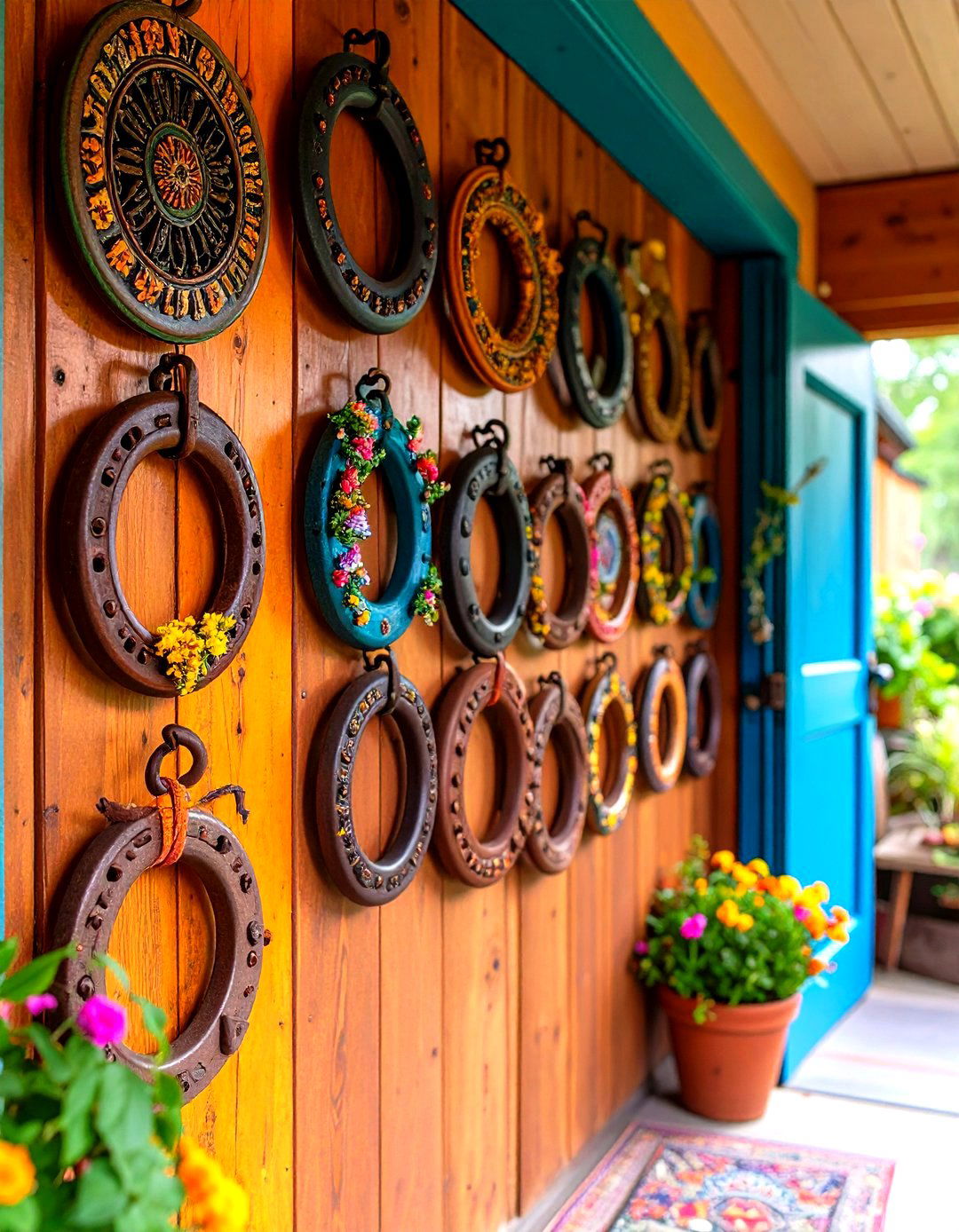 Horseshoe Wall Art Installation - 24 Rustic Wall Decor Ideas