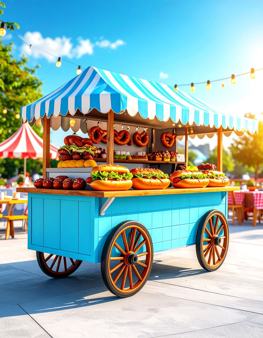 Hot Dog and Pretzel Cart - 24 Wedding Food Ideas