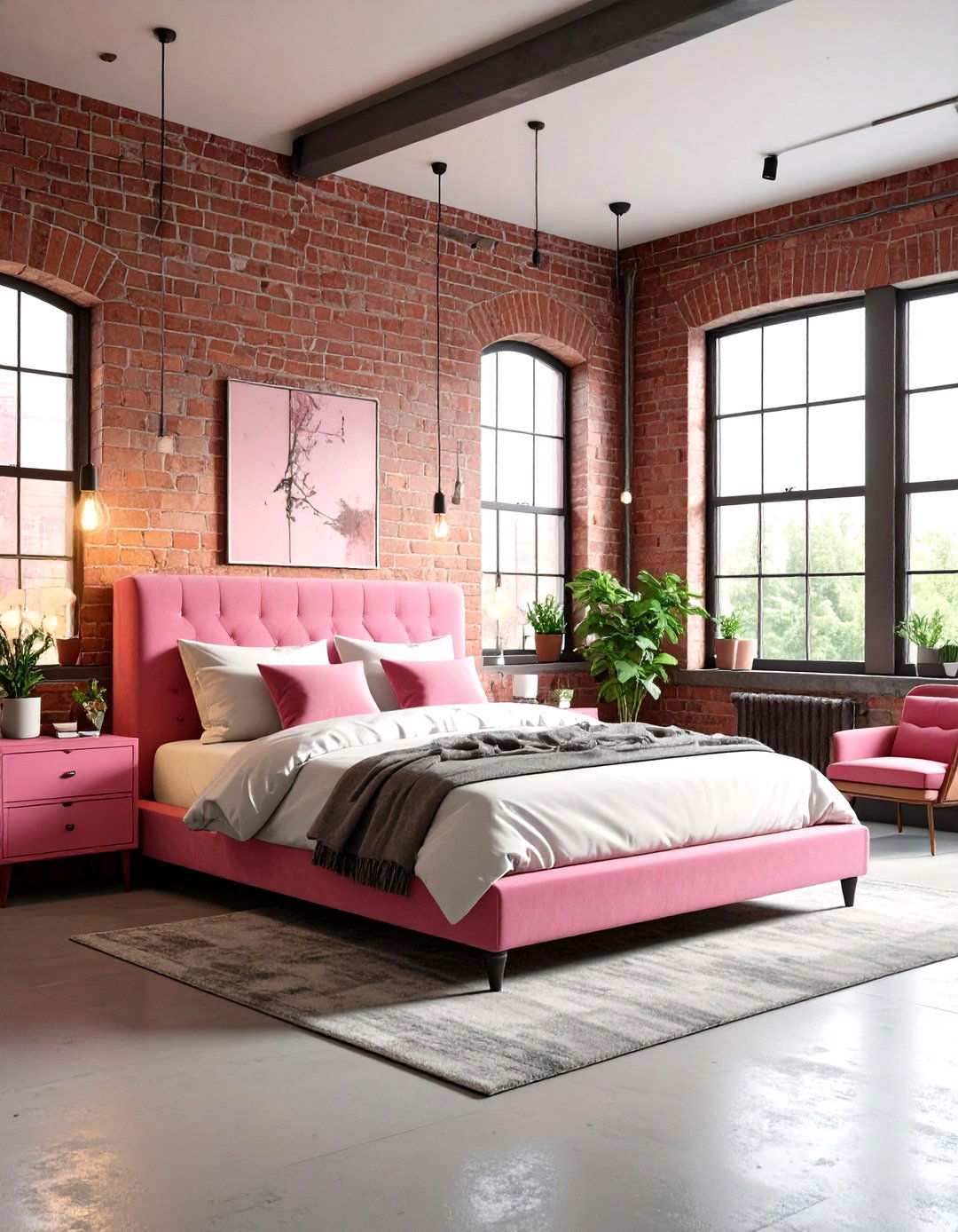 Hot Pink Industrial Loft Bedroom - 24 Hot Pink Bedroom Ideas