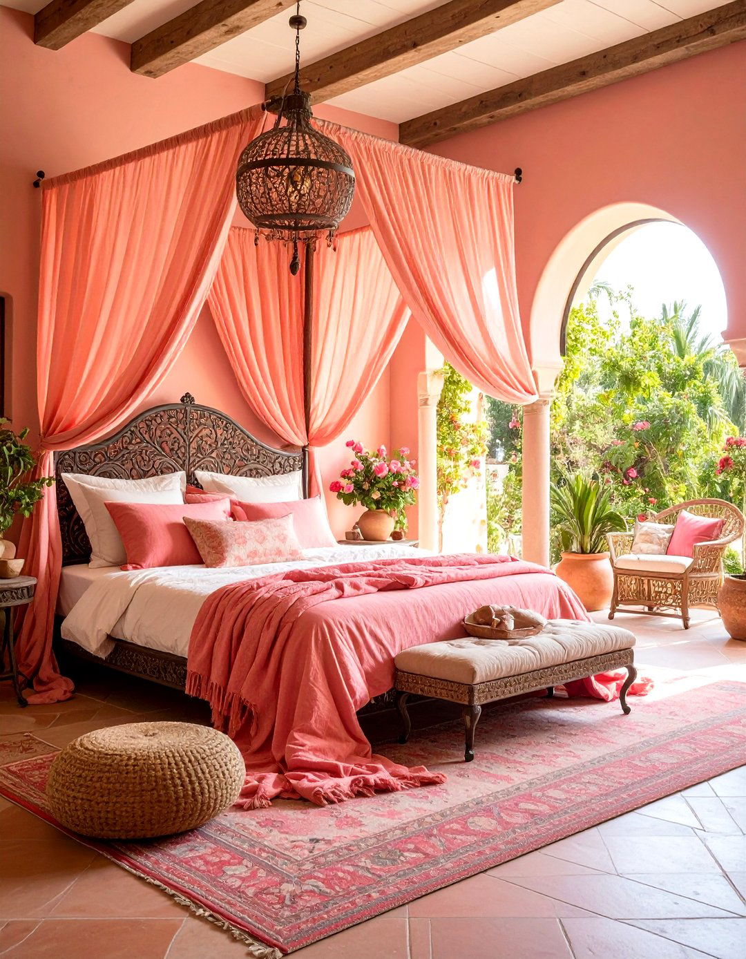 Hot Pink Mediterranean Bedroom Oasis - 24 Hot Pink Bedroom Ideas