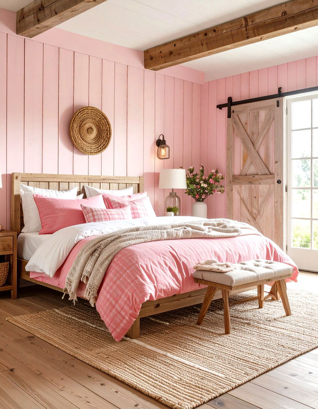 Hot Pink Modern Farmhouse Bedroom - 24 Hot Pink Bedroom Ideas
