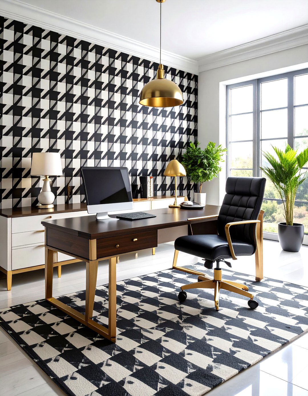 Houndstooth Accent Office - 24 Preppy Room Ideas