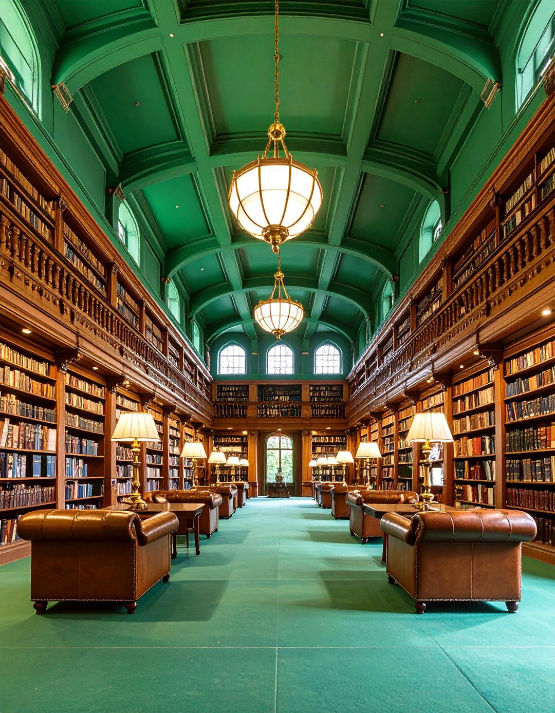 Hunter Green Study Ceiling - 24 Green Ceiling Ideas