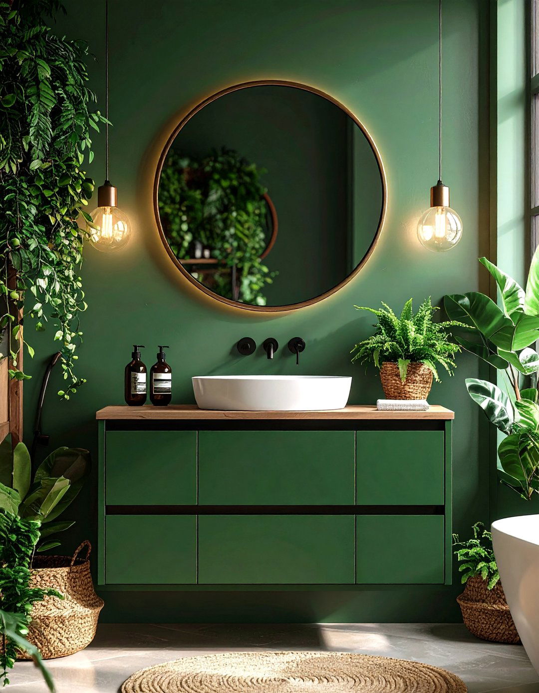Hunter Green Vanity with Black Hardware - 24 Bathroom With Green Vanity