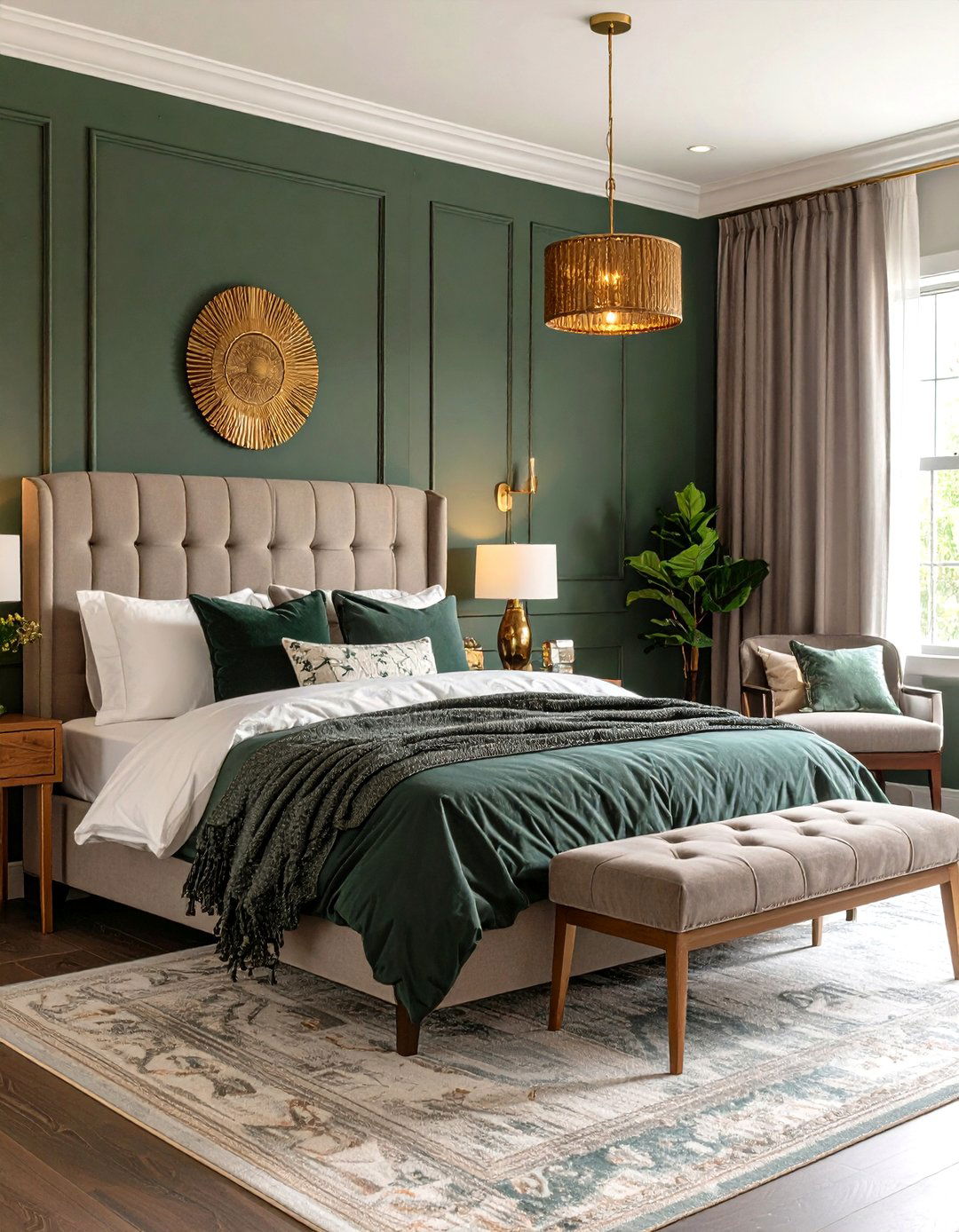 Hunter Green and Soft Gray Natural Sophistication - 24 Bedroom Painting Ideas With Two Colors