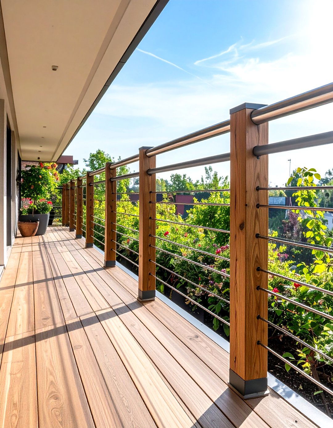 Hybrid Cable and Wood Railing Systems - 24 Balcony Railing Design Ideas