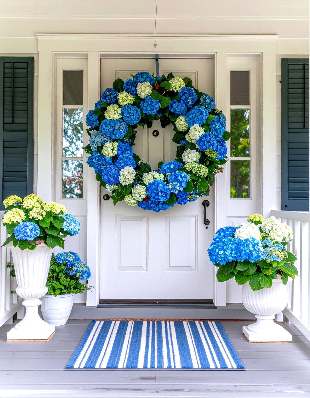 Hydrangea Classic Style - 24 Summer Front Door Decor Ideas