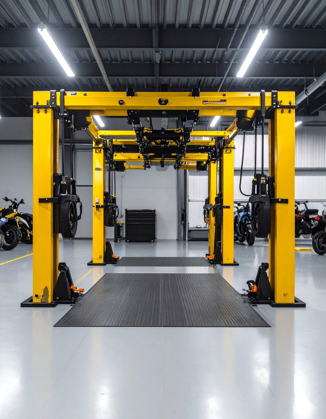 Hydraulic Lift Installation Design - 24 Motorcycle Garage Ideas