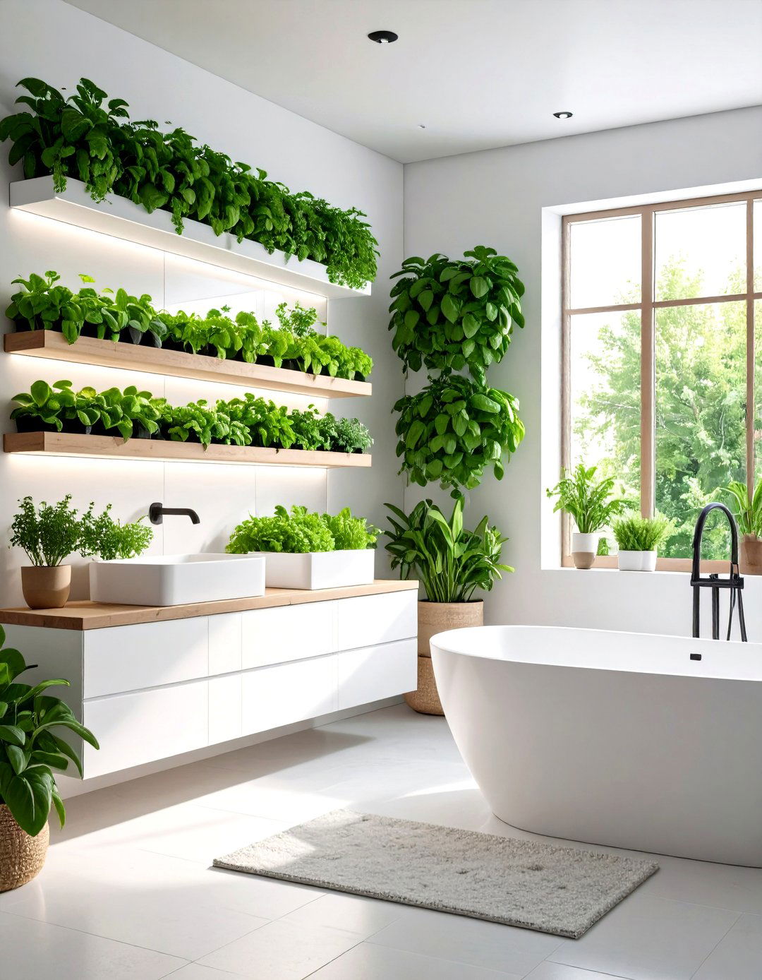Hydroponic Herb Garden - 24 Greenhouse Bathroom Ideas