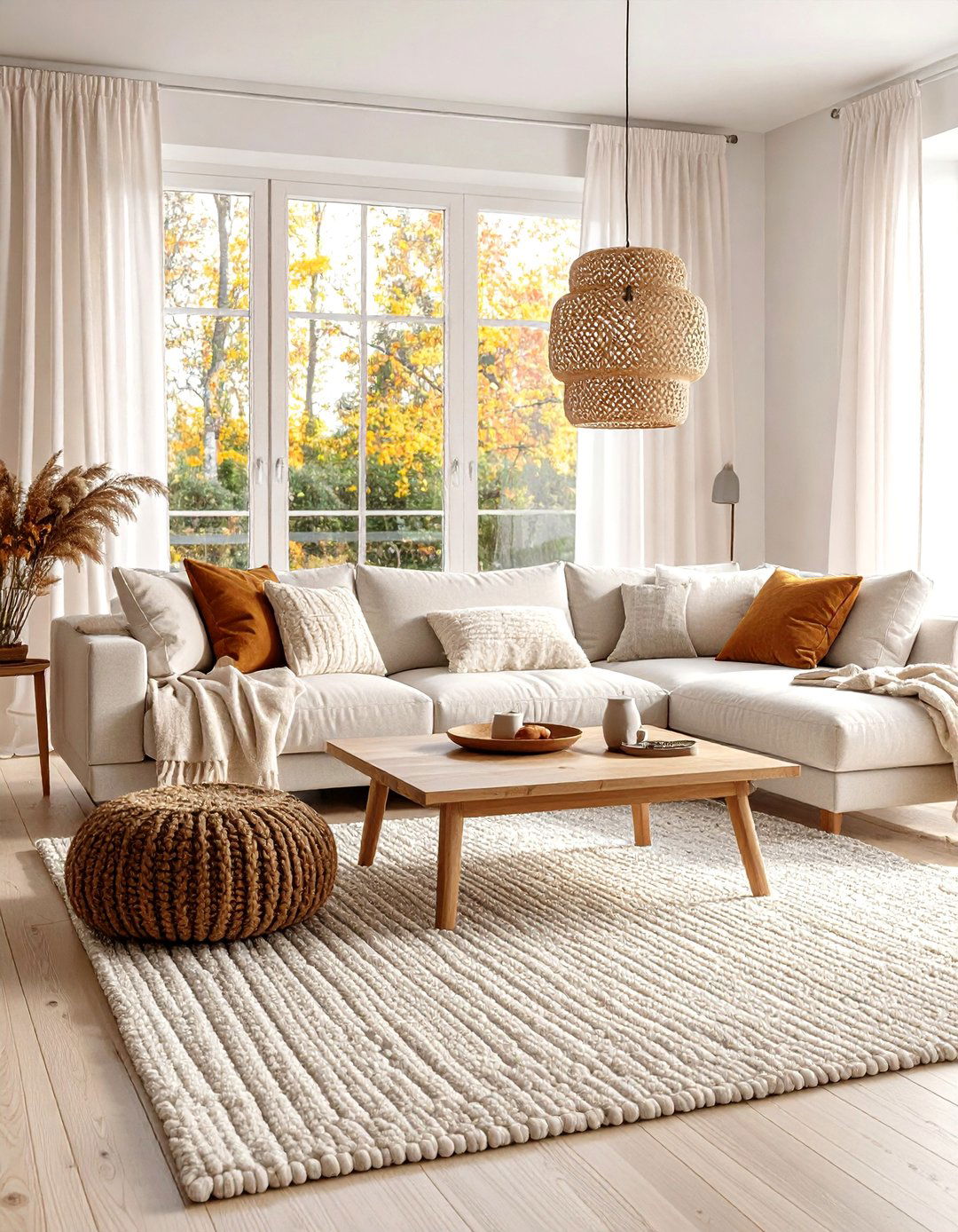 Hygge Inspired Cozy Scandinavian Living Room with Textiles - 24 Scandinavian Living Room Ideas