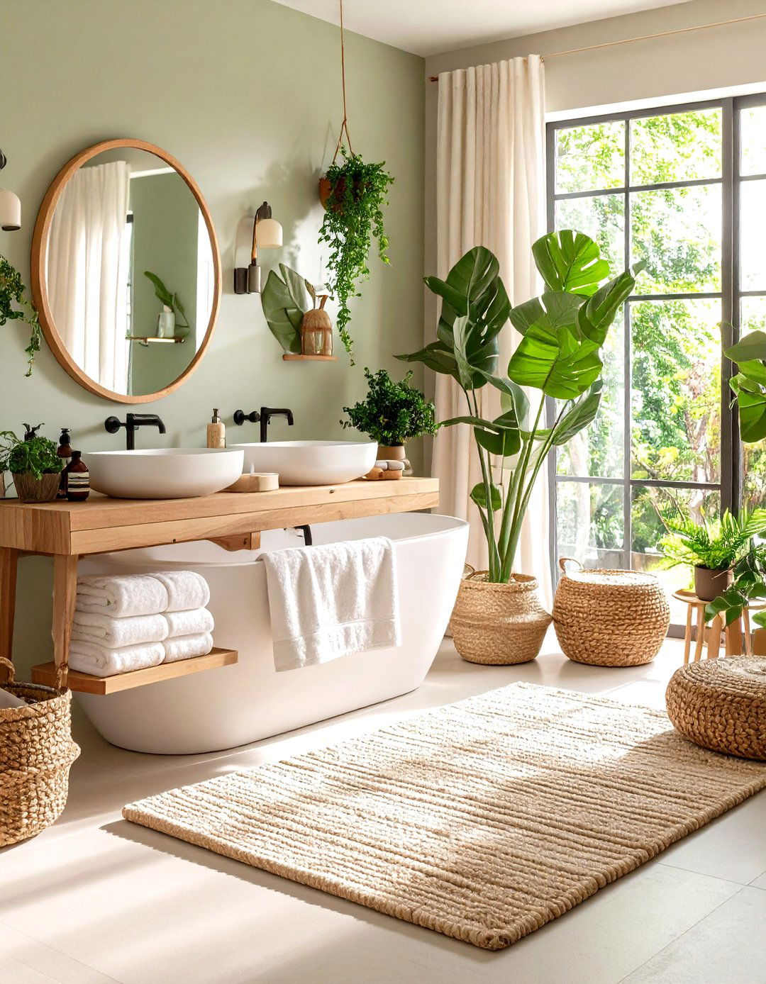 Hygge Textile Layering - 24 Scandinavian Bathroom Ideas