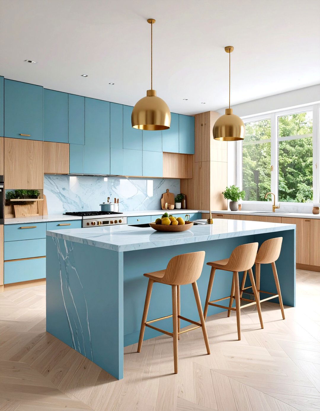 Ice Blue Quartzite Scandinavian Kitchen - 24 kitchens with blue countertops