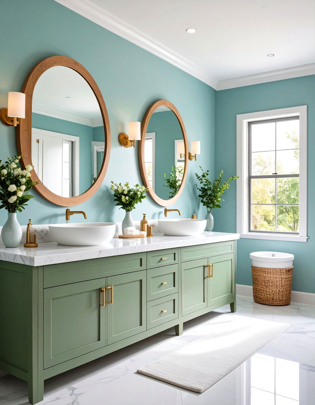 Ice Blue and Sage Green Powder Room Sophistication - 24 Blue and Green Color Combos for Decorating