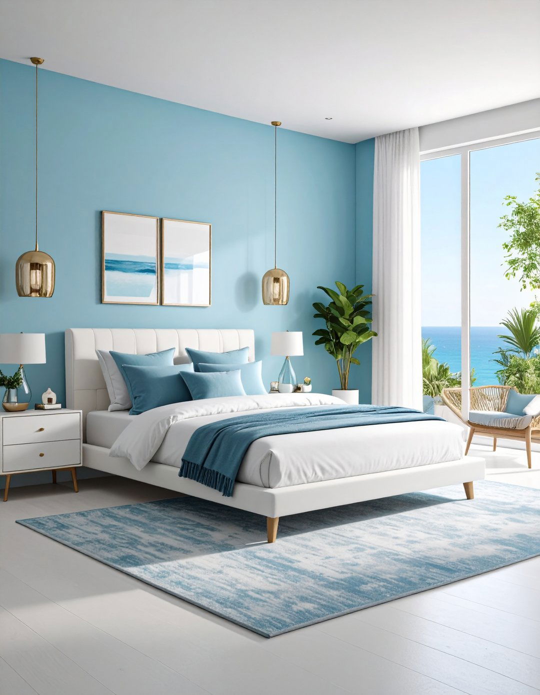 Ice Blue and White Contemporary Bedroom - 24 Blue and White Bedroom Ideas