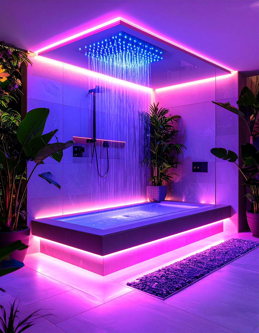 Illuminated LED Shower Benches - 24 Shower Bench Ideas