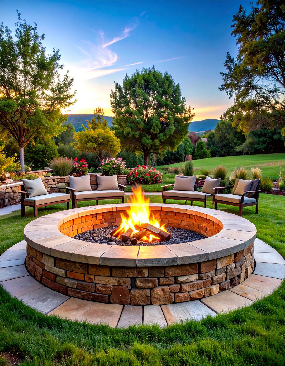 In Ground Sunken Brick Fire Pit - 24 Brick Fire Pit Ideas