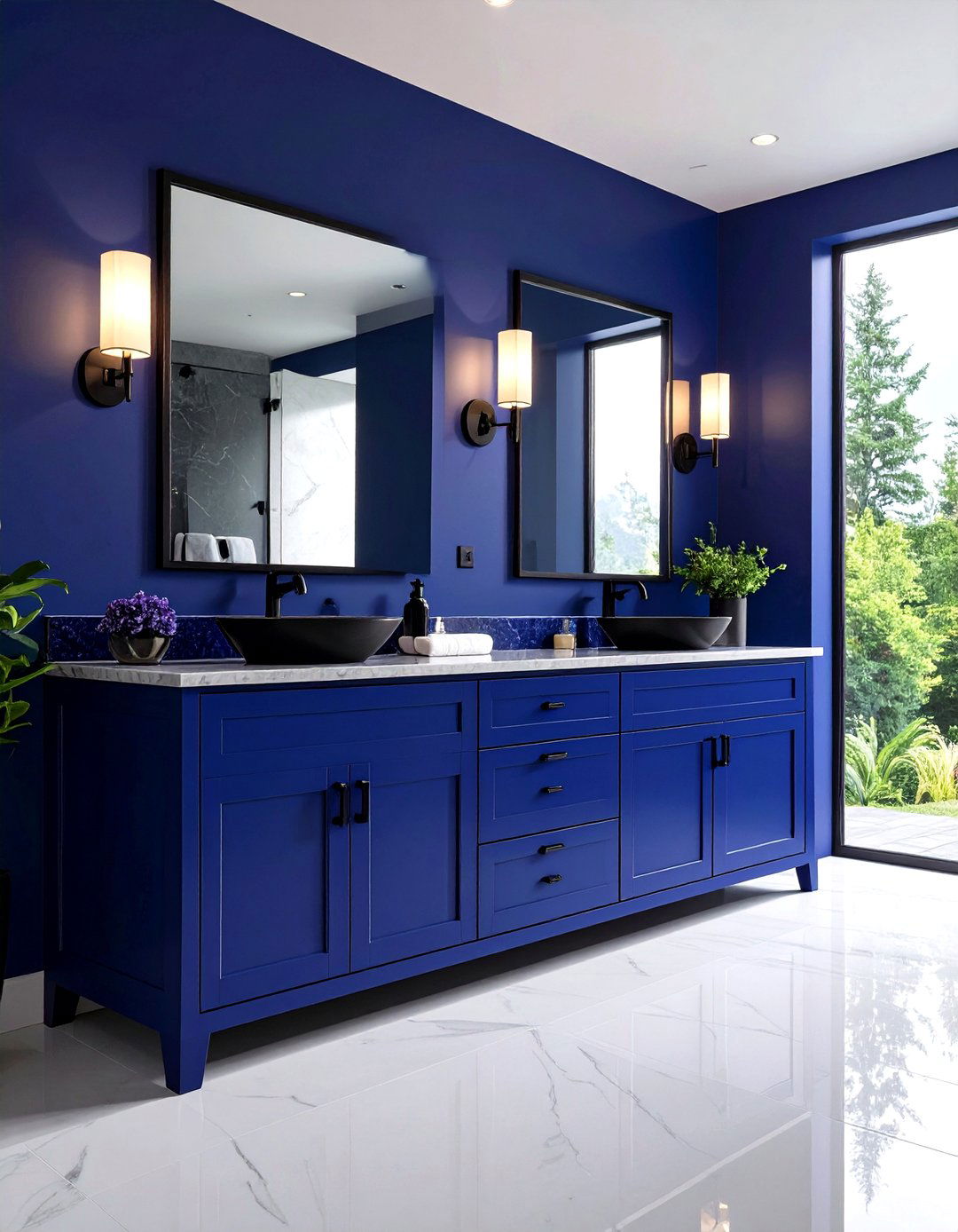 Indigo Blue Vanity with Black Hardware