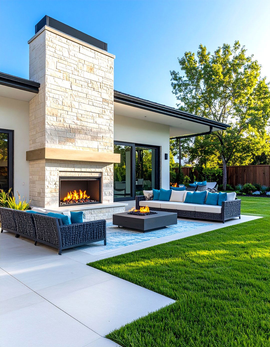Indoor Outdoor Transition Fireplace - 24 3 Sided Fireplace Ideas