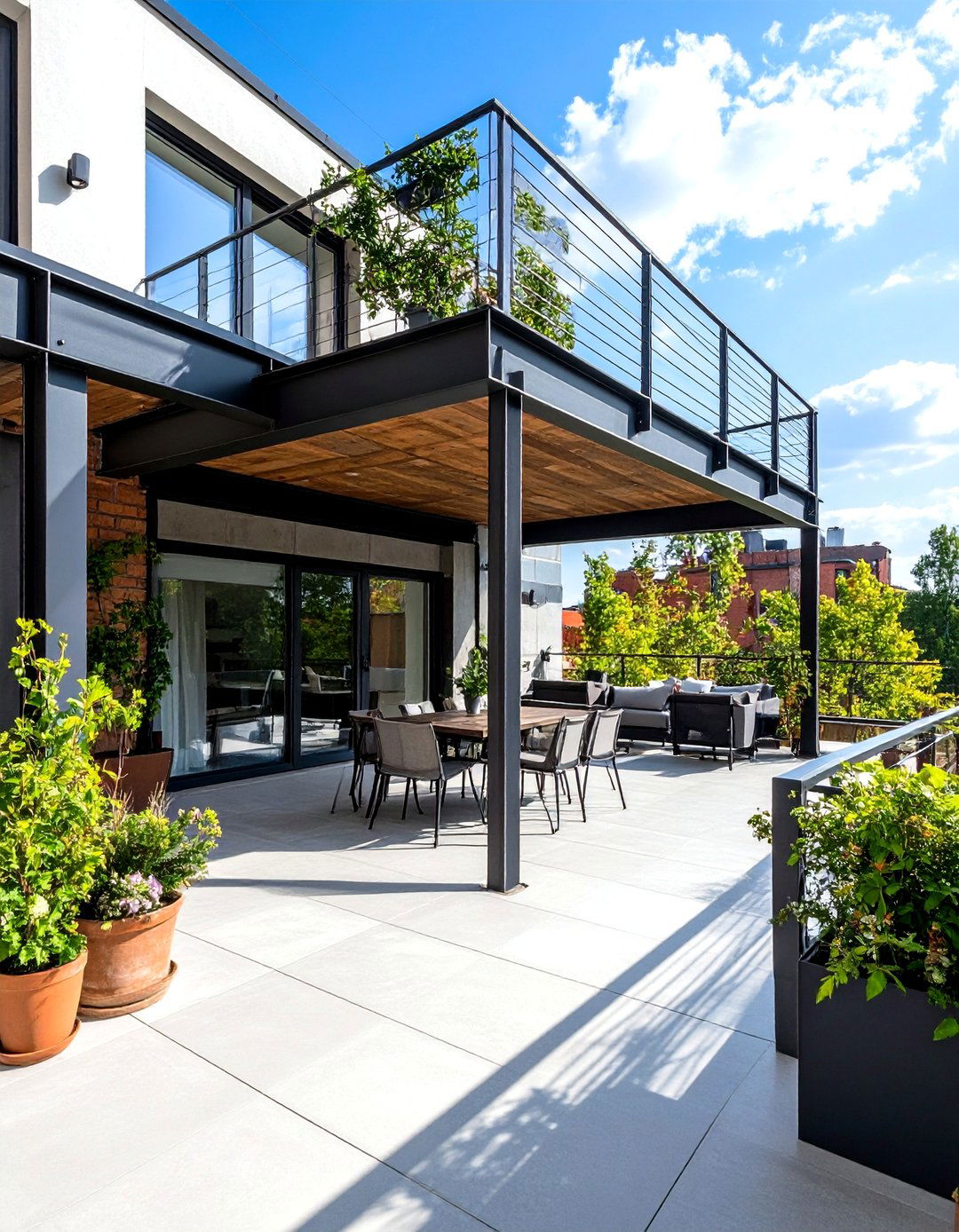Industrial Balcony with Exposed Steel and Concrete Elements - 24 Balcony Over Garage Ideas