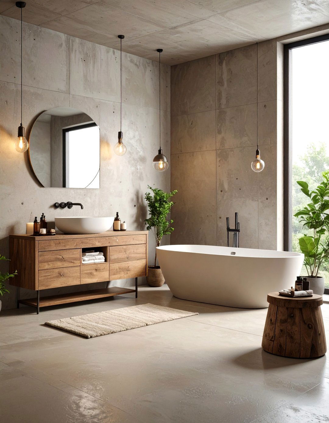 Industrial Beige Concrete Contemporary - 24 Beige Bathroom Ideas