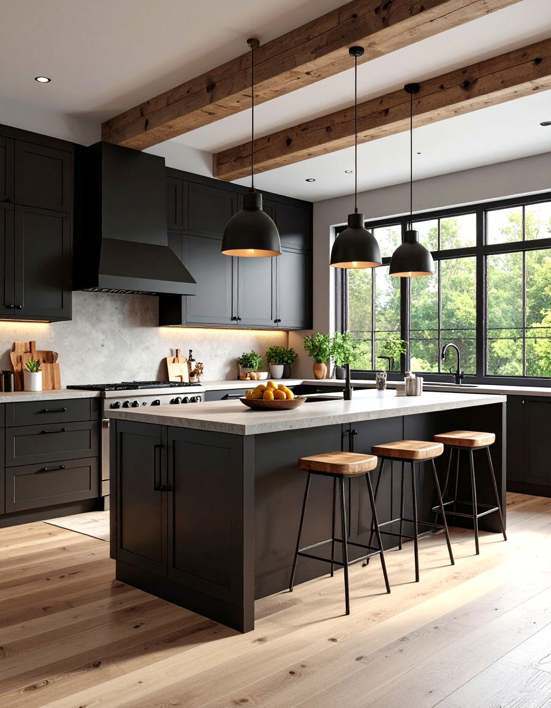 Industrial Black Cabin Contrast - 24 Cabin Kitchen Ideas