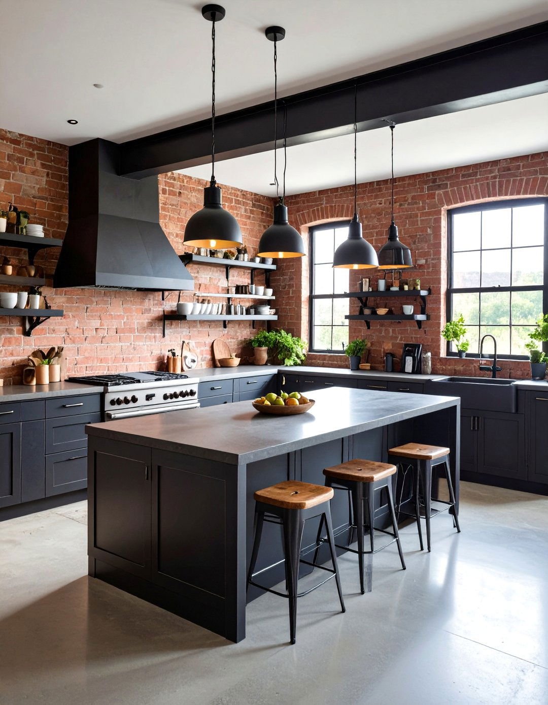 Industrial Black Concrete Countertops - 24 Black Kitchen Countertops
