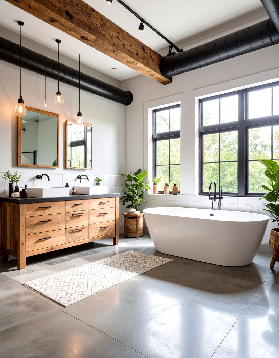 Industrial Black and White Bathroom - 24 Black and White Bathroom Ideas