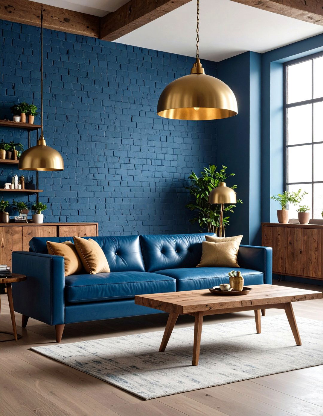 Industrial Blue and Gold Loft Style - 24 Blue and Gold Living Room Ideas