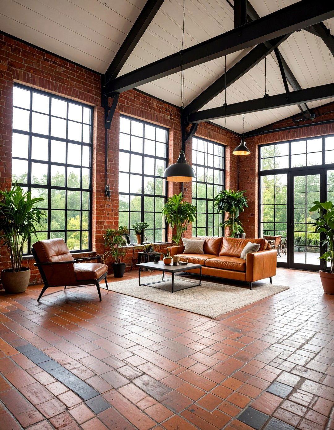 Industrial Brick Sunroom Design - 24 Brick Floor Sunroom Ideas