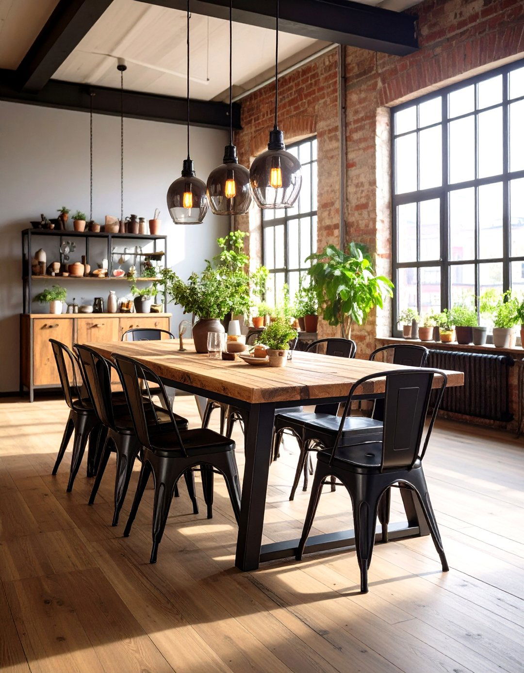 Industrial Brown and Black Dining Space - 24 Black and Brown Interior Design Ideas