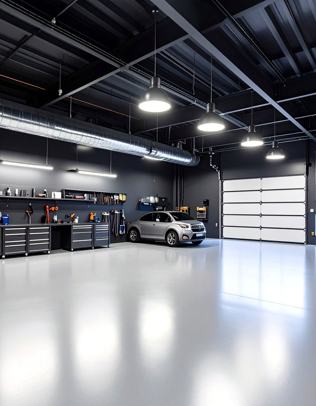 Industrial Charcoal and Steel Theme - 24 Garage Wall Paint Ideas