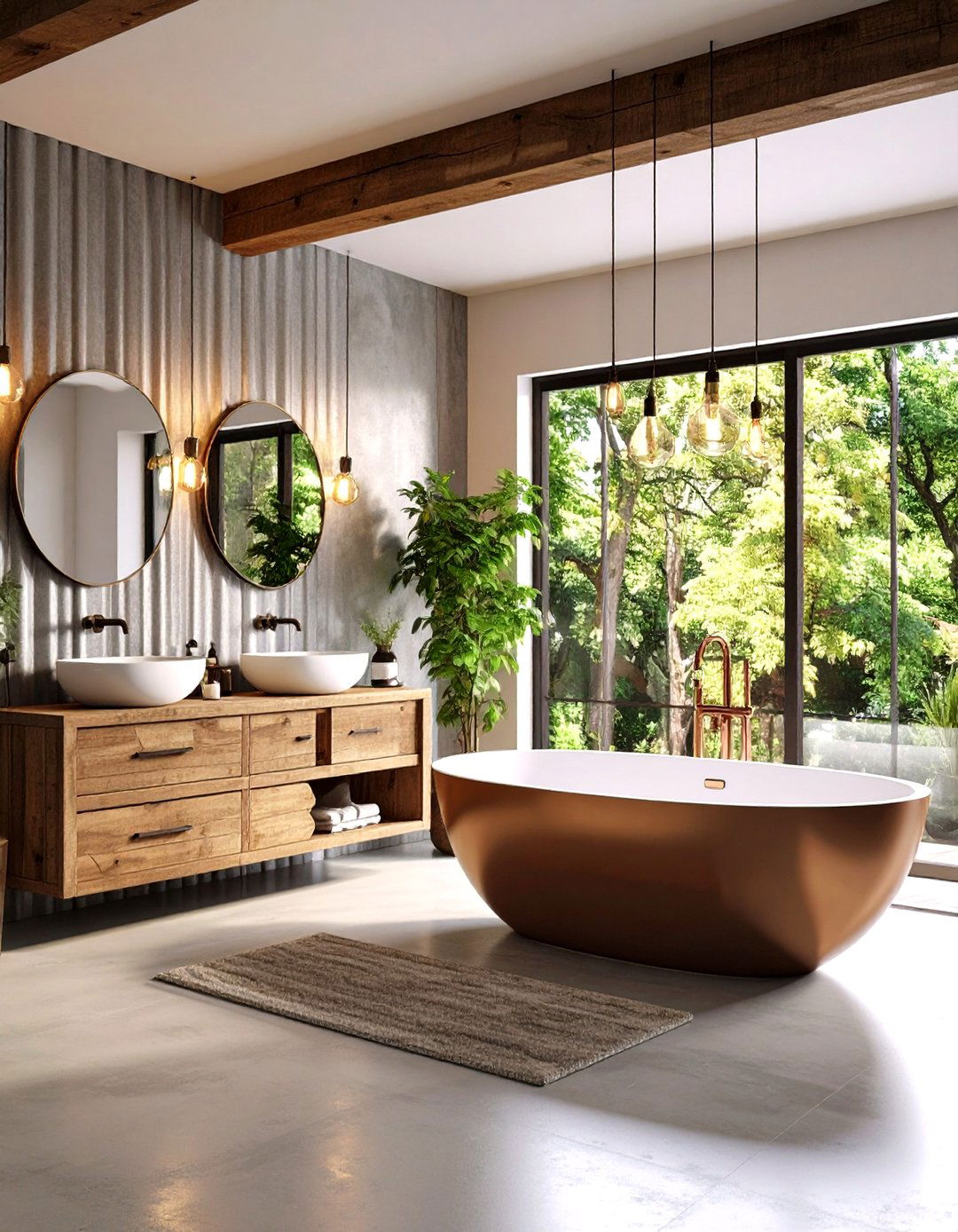 Industrial Chic Bathroom with Galvanized Metal Accents - 24 Rustic Barndominium Interior Design Ideas