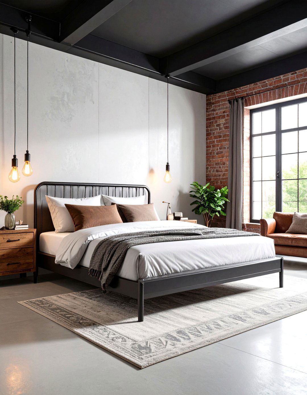 Industrial Chic Bedroom Atmosphere - 24 Black Ceiling With Grey Walls