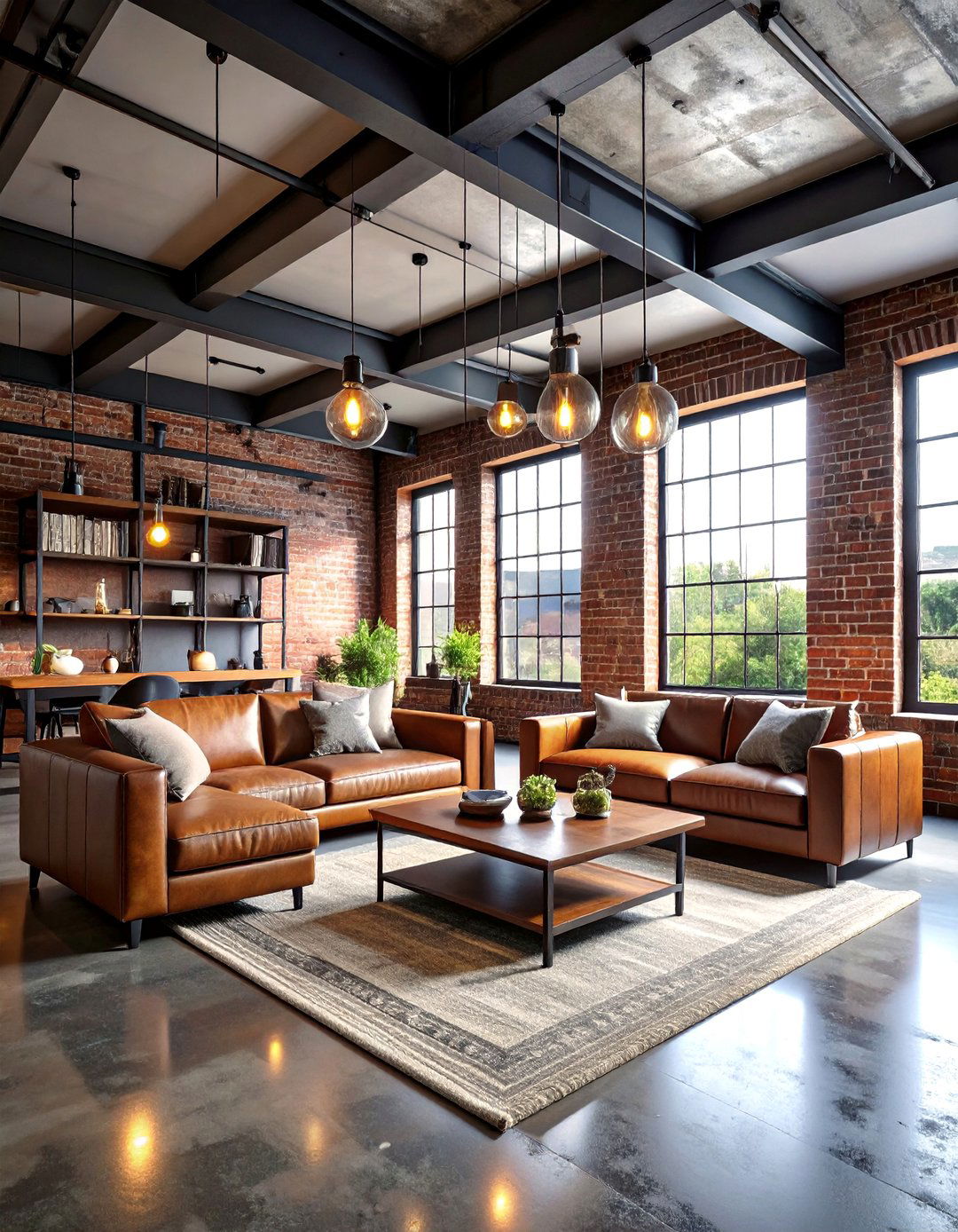Industrial Chic Black Concrete Floors - 24 Black Floor Living Room Ideas
