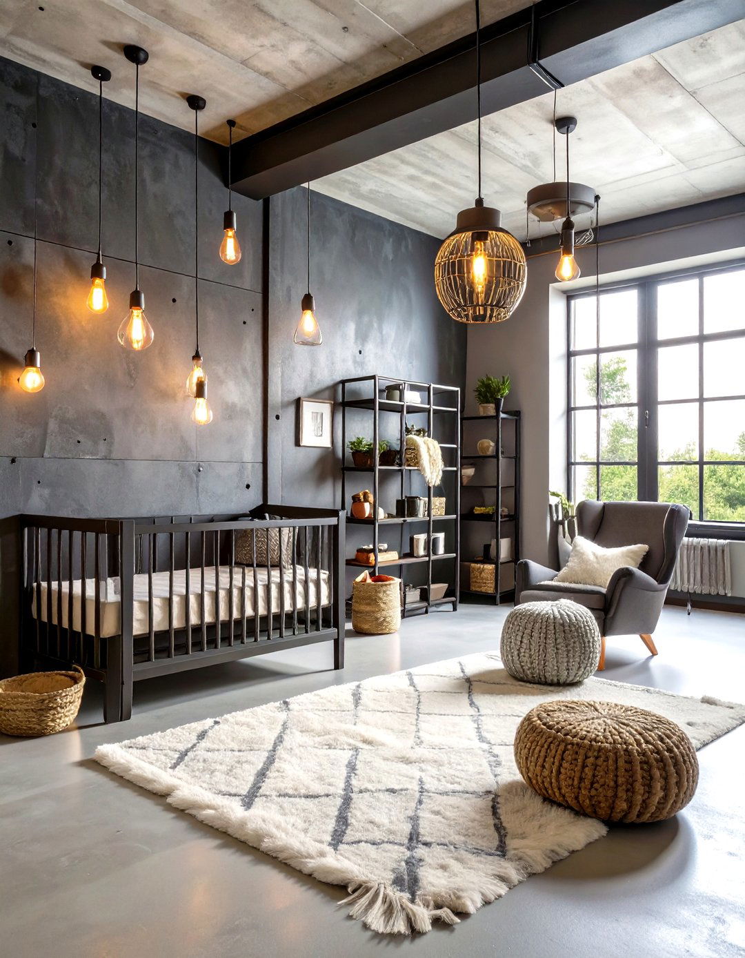 Industrial Chic Black Nursery - 24 Black Nursery Ideas