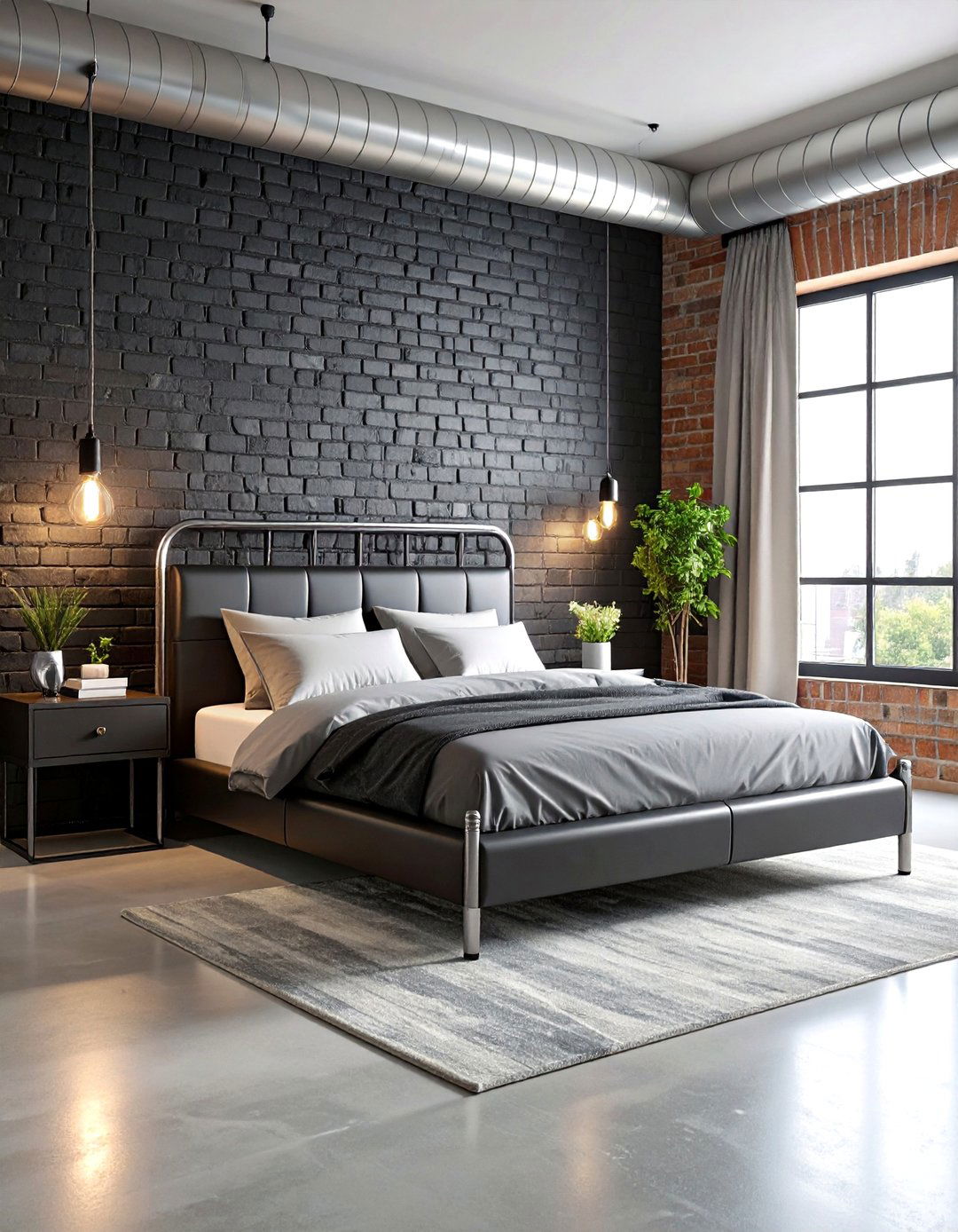 Industrial Chic Black Silver Bedroom - 24 Black and Silver Bedroom Ideas